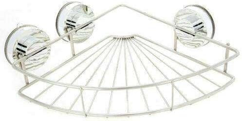 FINANCIALLY LIT Shower Corner Storage Basket Suction Cup Holder