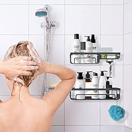 2pcs Shower Shelf Racks Black Set Bathroom Organizer