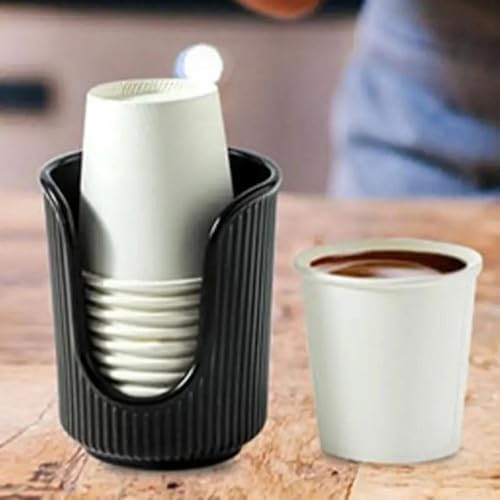Bathroom Cup Dispenser with Non-Slip Base Black Plastic