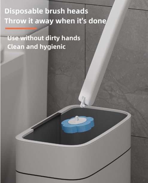 Ergonomic Toilet Brush with 18 Refills and Storage Box