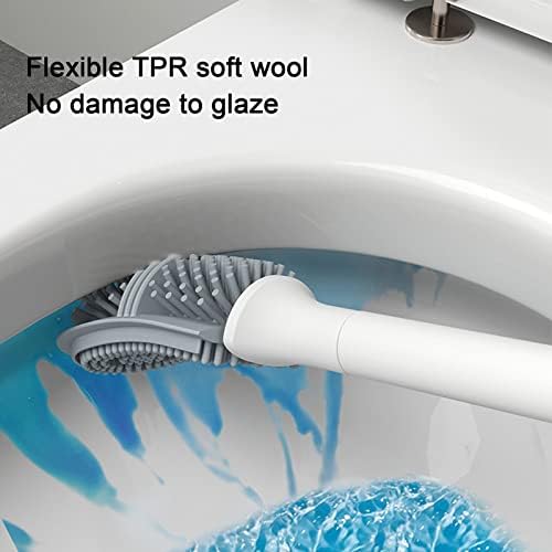 Silicone Toilet Bowl Brush with Holder Set Gray