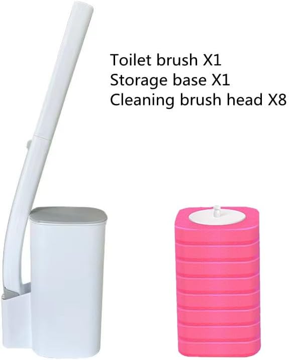 Disposable Toilet Brush with Holder and 8 Refills Pink