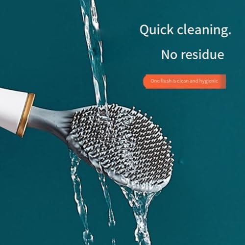 Modern Flexible Toilet Brush with Wall Mount Holder Orange