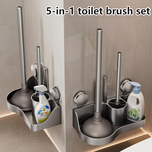 GHYFFF 5-in-1 Toilet Plunger and Brush Set