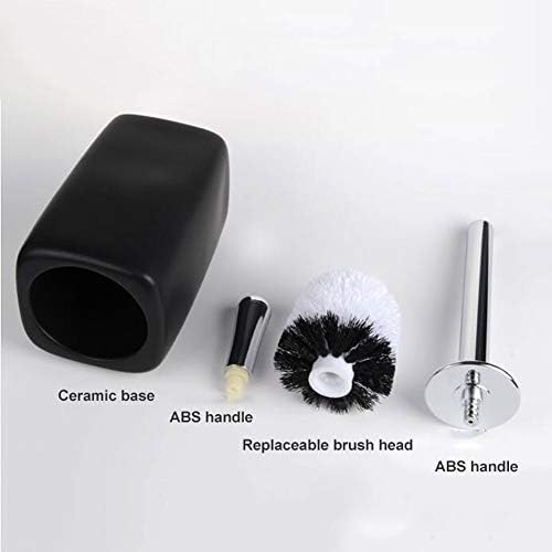Kanazz Ceramic Toilet Brush Set with Long Handle and Replaceable Head