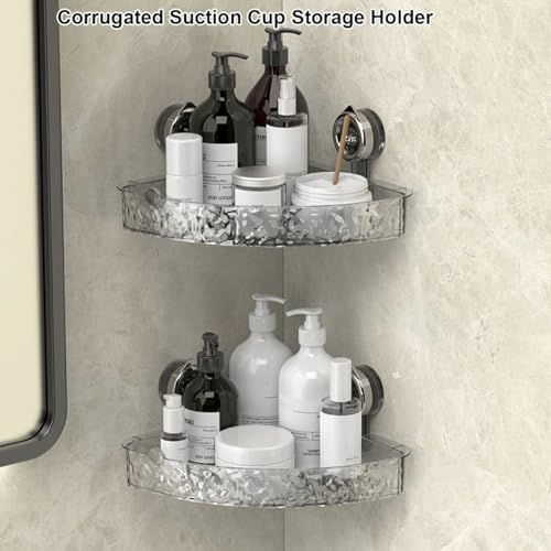 VSERM Clear Suction Cup Storage Shelf No Drill Bathroom Caddy 1pc Rectangle