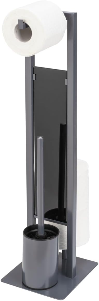 WENKO Rivalta Standing Toilet Set with Brush Paper Holder Grey