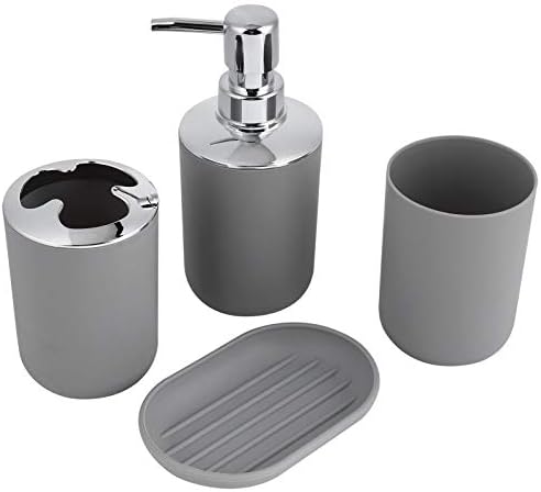 4 Piece Bathroom Accessory Set in Grey 1