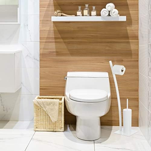 Relaxdays White Toilet Brush Holder Set