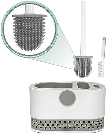 Silicone Toilet Brush Set with Holder and Ventilation Base