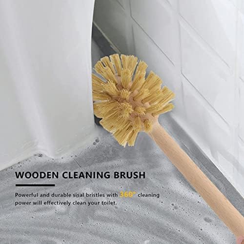 Eioflia Wood Toilet Brush 2PCS 14x3in Non Slip