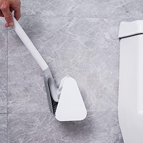 Silicone Toilet Brush with Holder Set for Bathroom Cleaning