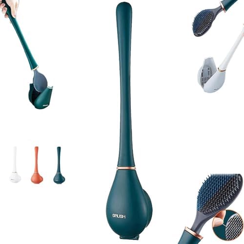 Flexible Silicone Toilet Brush with Wall Mount Holder Green