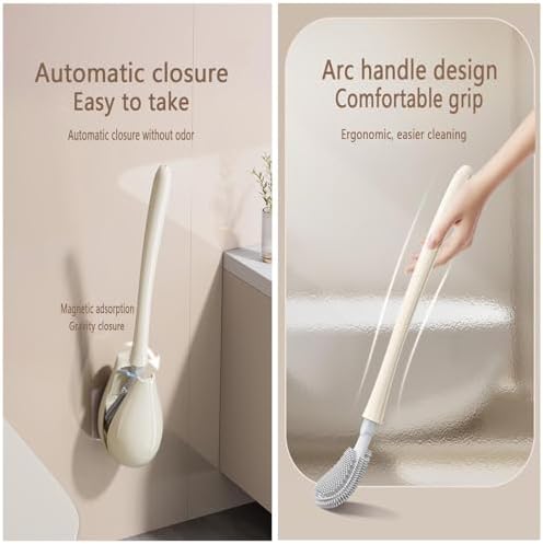 AXunfei Toilet Brush and Holder Set with Magnetic Closure