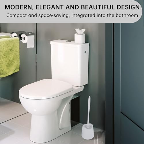 White Toilet Brush Holder for Space-Saving Storage