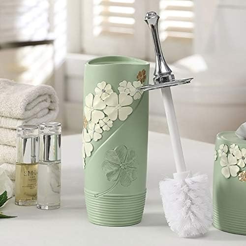 Elegant Toilet Brush with Durable Resin Holder - Green