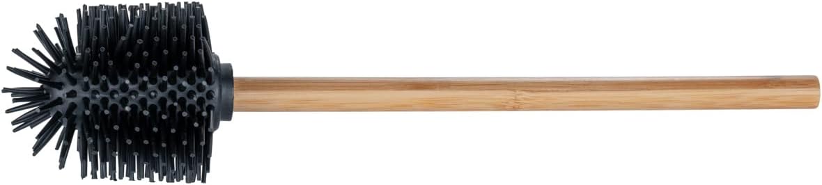 WENKO Replacement Toilet Brush with Bamboo Handle and Black Silicone Head