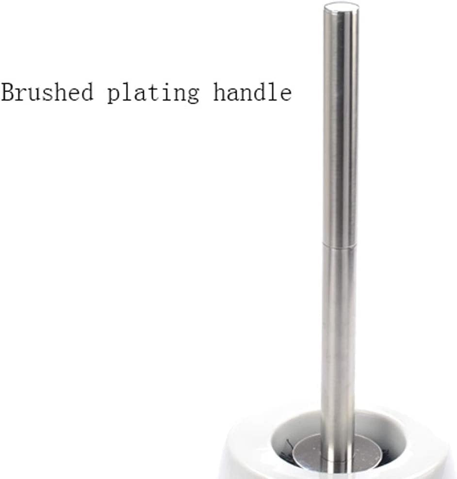 NIUBB Toilet Brush with Ceramic Base and Silver Handle