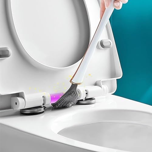 Modern Flexible Silicone Toilet Brush and Holder Set White