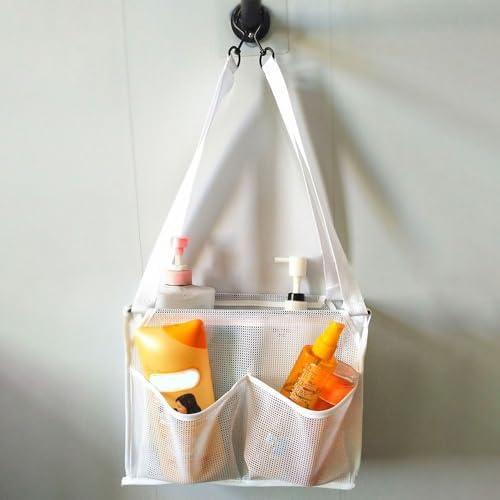 Portable Hanging Mesh Bag with 2 Hooks and 4 Pockets 1