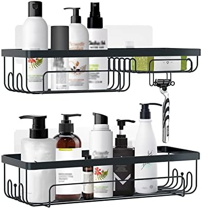 2pcs Shower Shelf Racks Black Set Bathroom Organizer