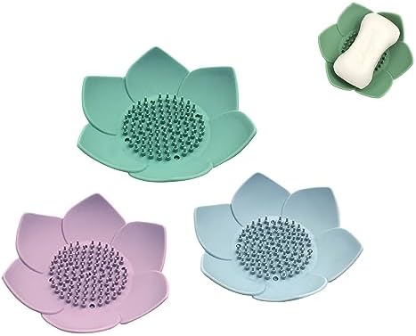 3 Pack Soap Dishes with Draining and Non-Slip Design