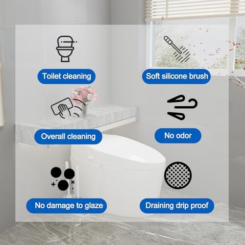 BITOPE 2-in-1 Toilet Brush with Holder and Floor Scrubber