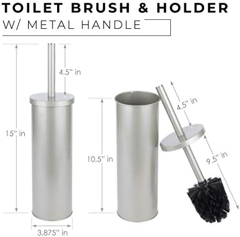 JS Jackson Supplies Sleek Toilet Brush with Metal Handle - Brushed Nickel