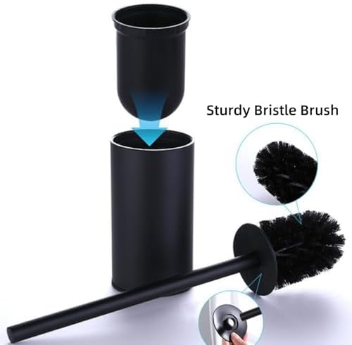 Stylish Matt Black 304 Stainless Steel Toilet Brush Set