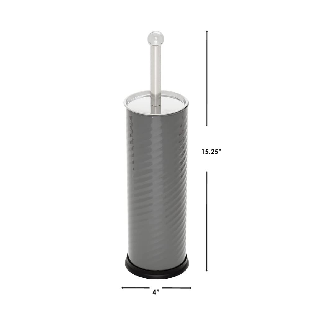Home Basics Toilet Brush with Swirl Canister Grey 1