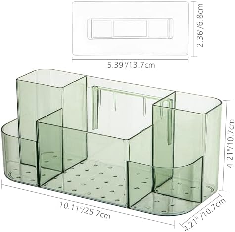 Ganydet Plastic Shower Caddy with 5 Compartments Clear Green