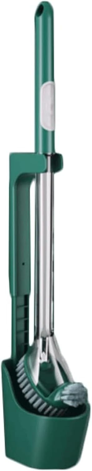 Dual Brush Head ABS Toilet Brush with Retractable Holder Green