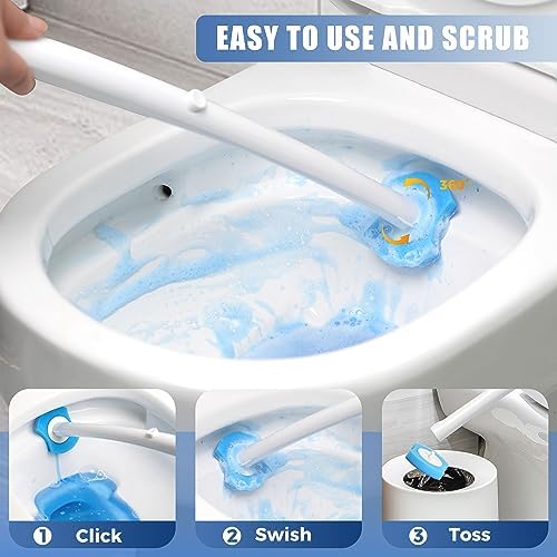 2Pack Toilet Brush and Holder with 16 Refills and Scrubbing Solution