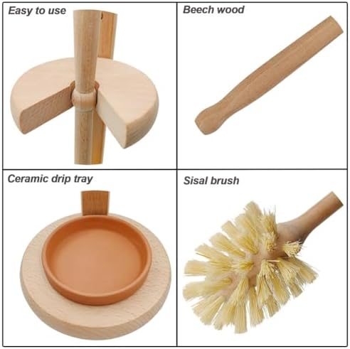 Wood Toilet Brush Set with Stand for Rustic Bathroom Style