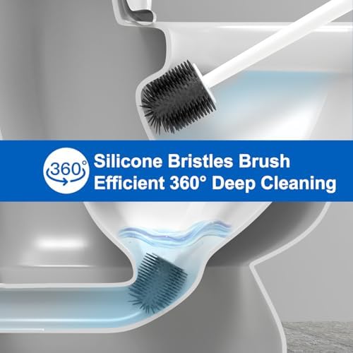 BITOPE 2-in-1 Toilet Brush with Holder and Floor Scrubber