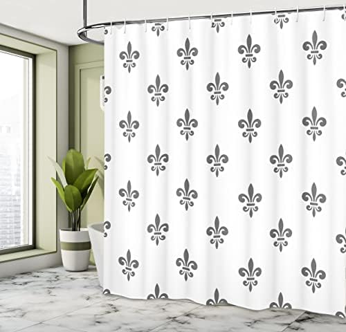 Ambesonne Fleur De Lis Shower Curtain Set Grey White 69x84 Inch