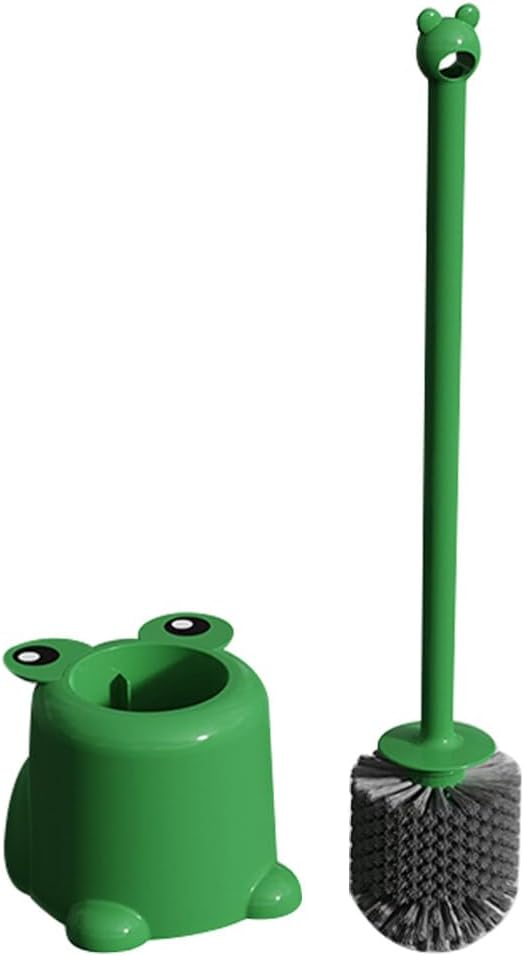 Frog Toilet Bowl Brush and Holder Set Green