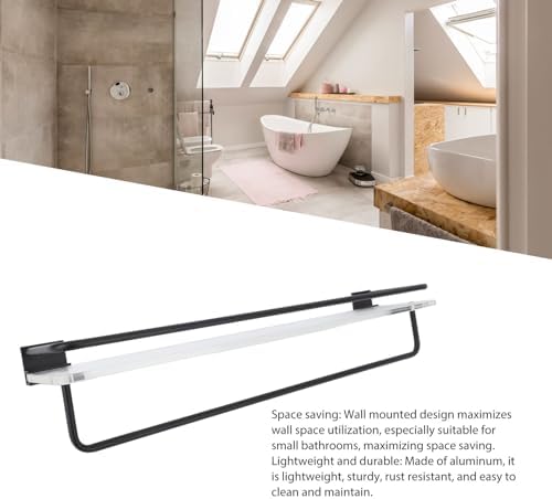 50Cm Wall Mount Shower Caddy with Towel Hanger and Acrylic Base