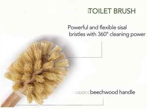 Beechwood Toilet Brush with 360 Cleaning and Jute Bristles