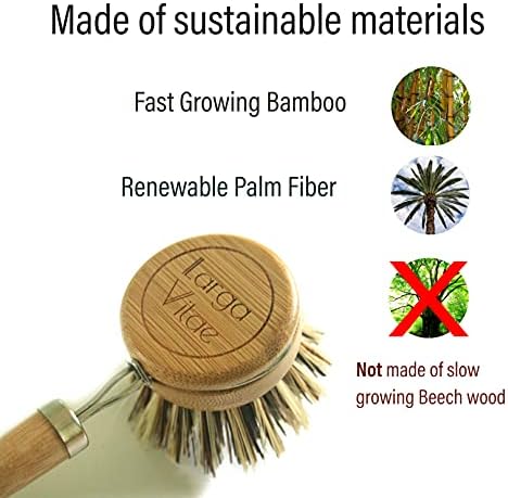 Larga Vitae 6-Piece Bamboo Dish Brush Heads