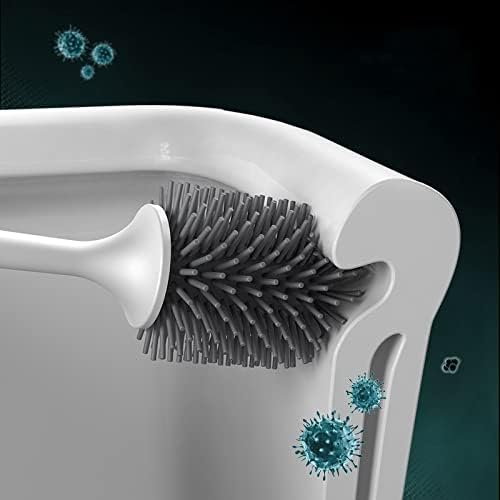 Silicone Toilet Brush Set With Long Handle And Soft Hair