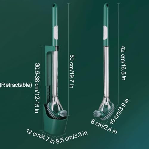 Dual Brush Head ABS Toilet Brush with Retractable Holder Green