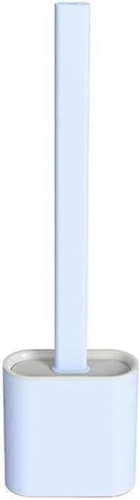 UNNS Toilet Brush with Bracket Compact Cleaning Tool TPR Bristles Long Handle Blue