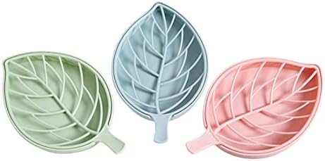 Leaf Shape Soap Dish Double Layer Plastic Holder for Shower and Kitchen