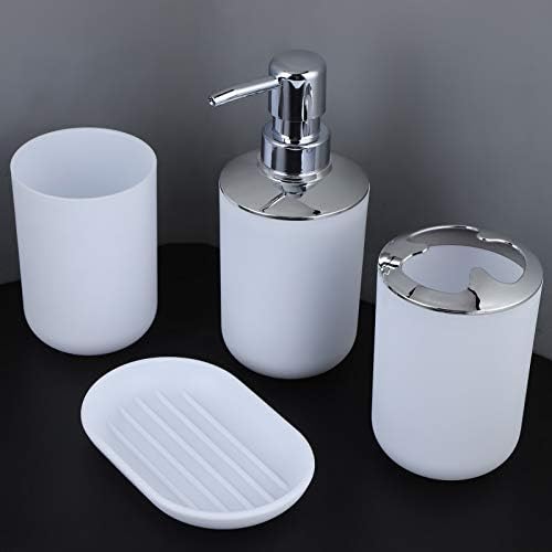 4pcs Modern Bathroom Accessories Set with Soap Dispenser and Storage Cups