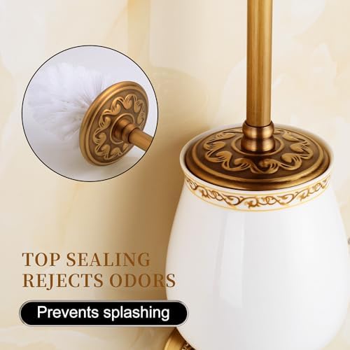 MOGFCT Wall Mounted Toilet Brush Holder Set in Antique Brass