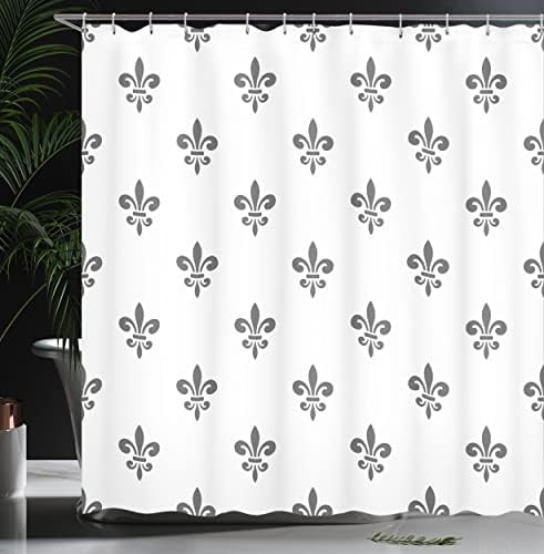 Ambesonne Fleur De Lis Shower Curtain Set Grey White 69x84 Inch
