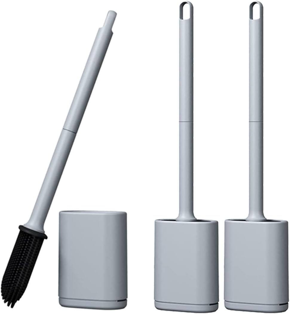 Wudulux Flexible Silicone Toilet Brush with Holder Set