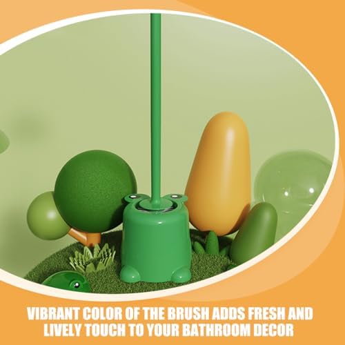 Frog Toilet Bowl Brush and Holder Set Green