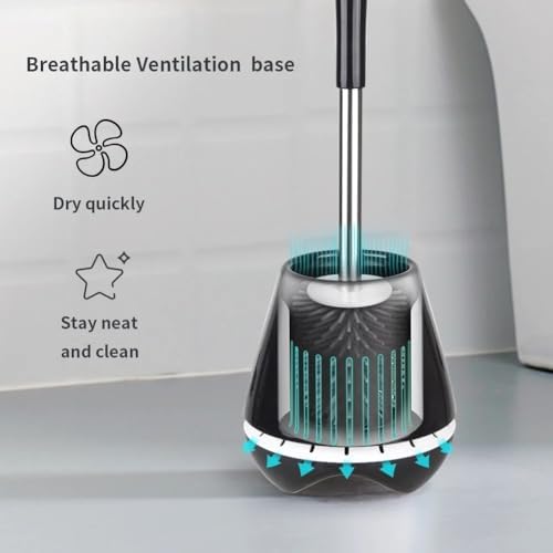 Efficient Toilet Brush and Holder Set with Tweezers